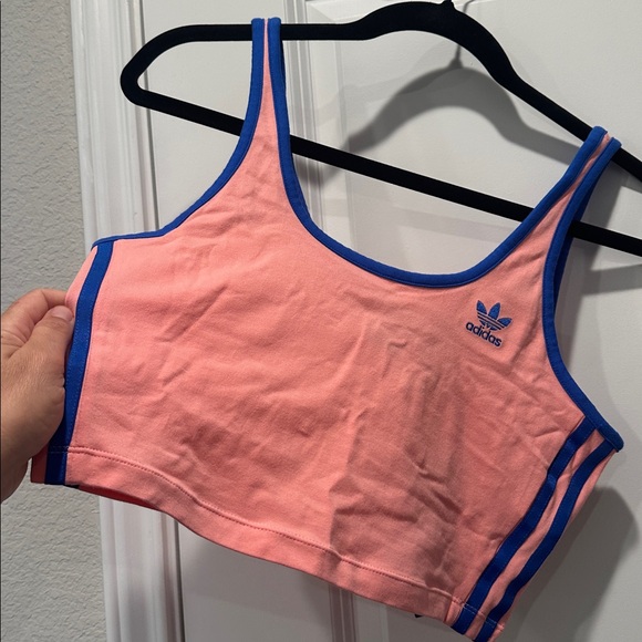 NWT MED Adidas Pink and Blue Athletic Crop Top - Picture 2 of 7